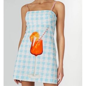 Rachel Antonoff Gingham Dress with Vibrant Orange Cocktail